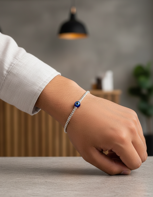 Pure Silver Bracelet with evil eye