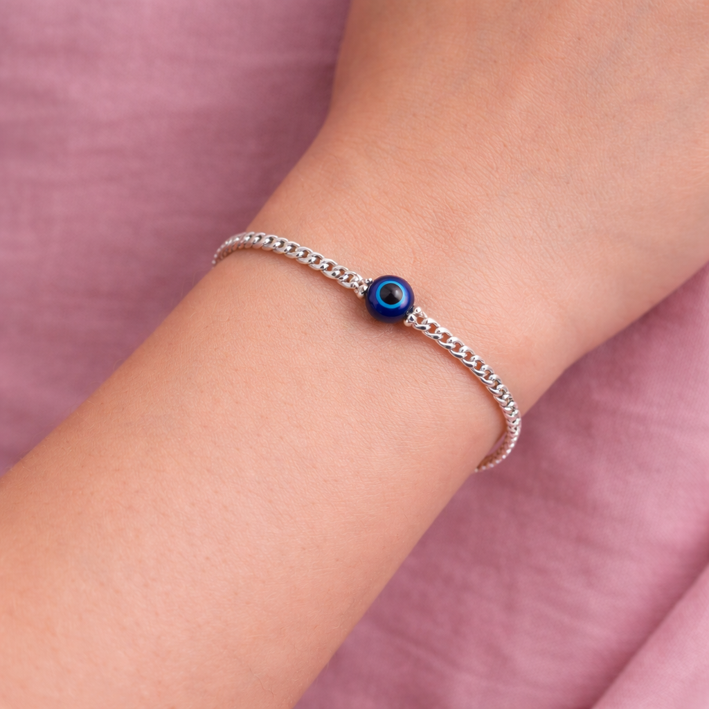 Pure Silver Bracelet with evil eye