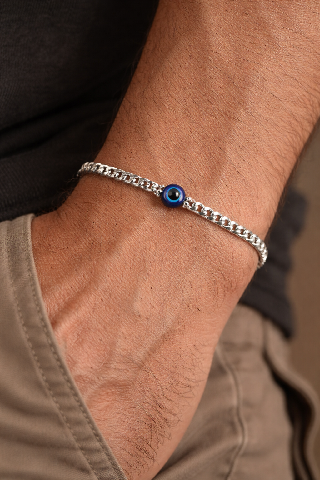 Pure Silver Bracelet with evil eye