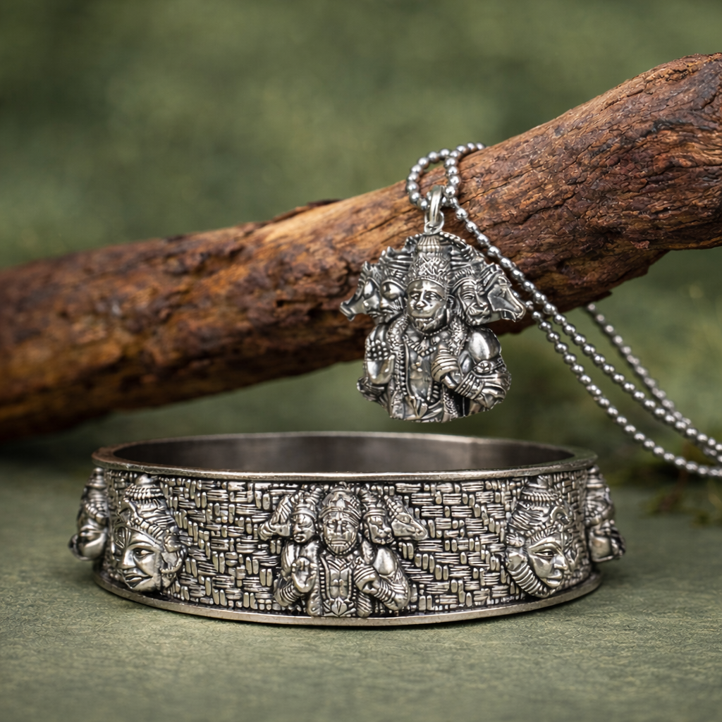 Panchmukhi Hanuman Pendant & Kada Combo Set