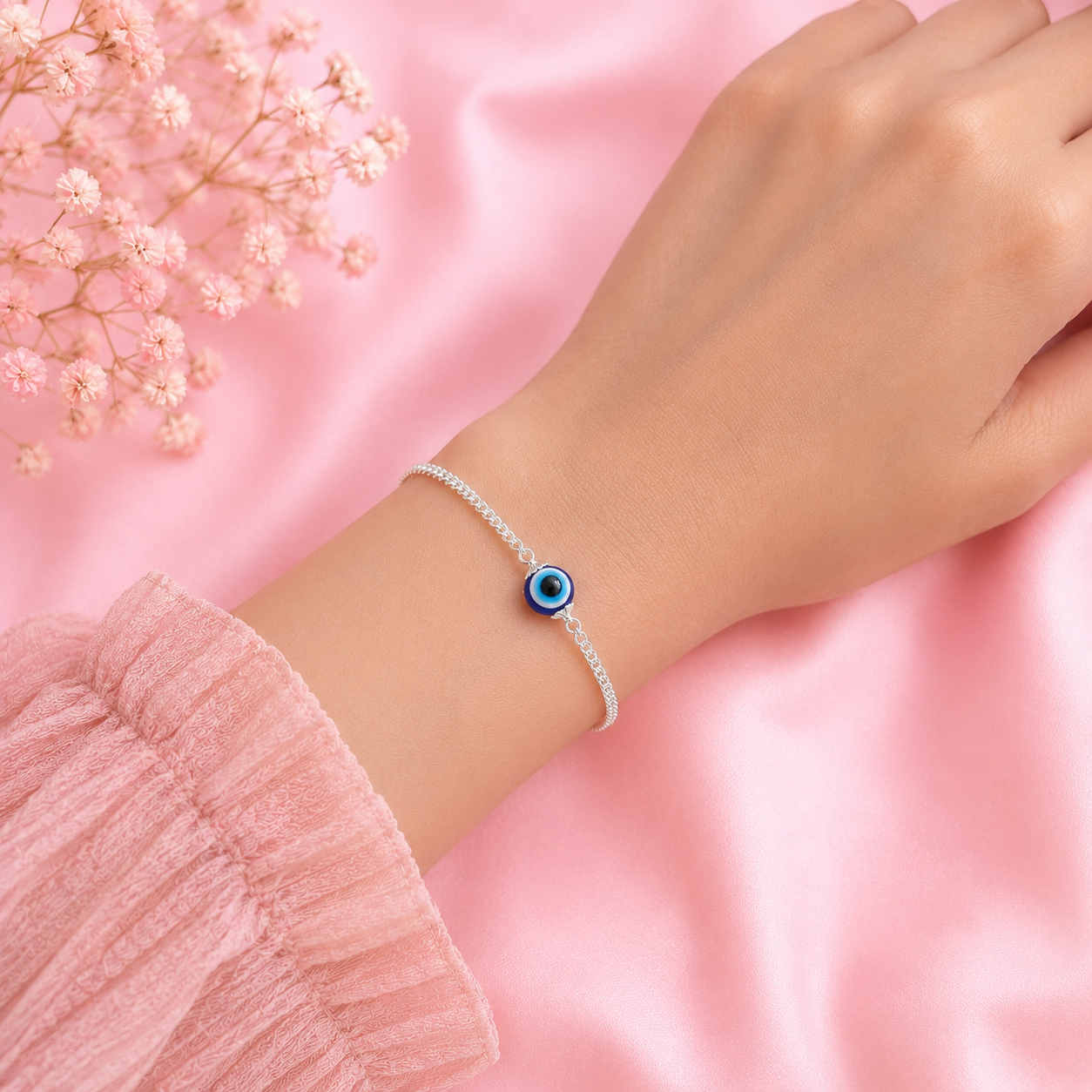 Silver Evil Eye Unisex Bracelet