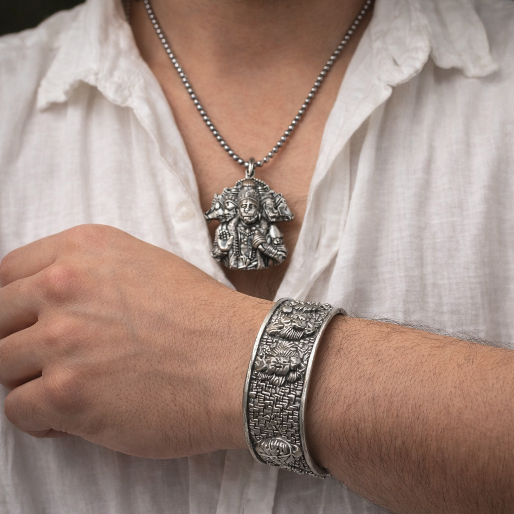 Panchmukhi Hanuman Pendant & Kada Combo Set