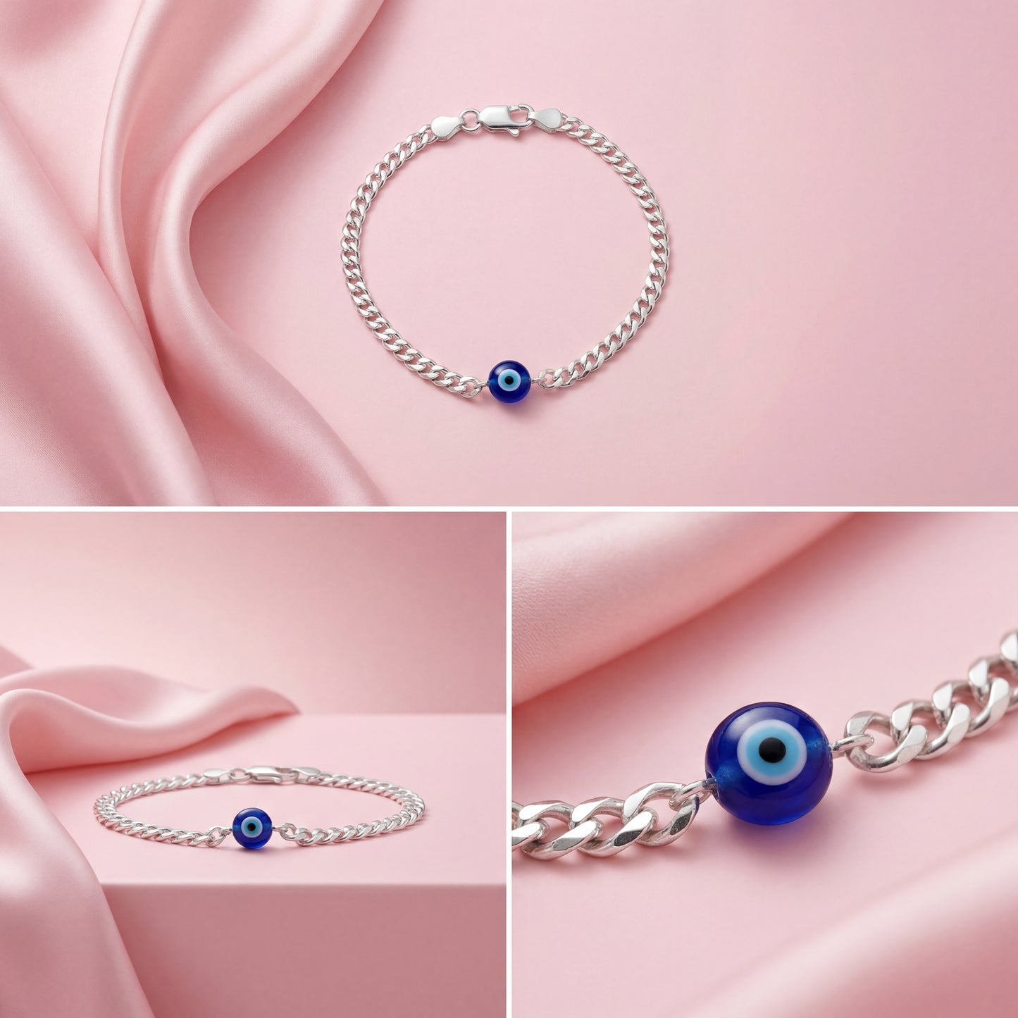 Pure Silver Bracelet with evil eye