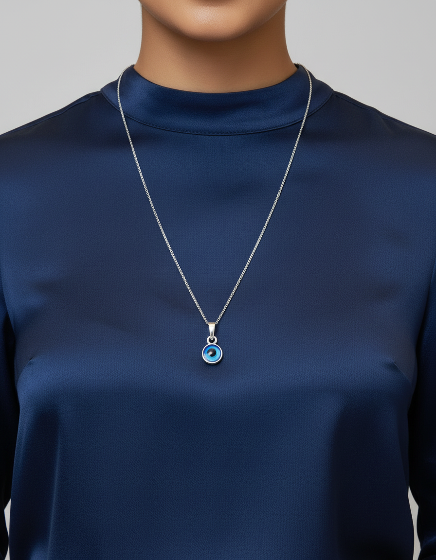 Silver Evil Eye Pendant Necklace