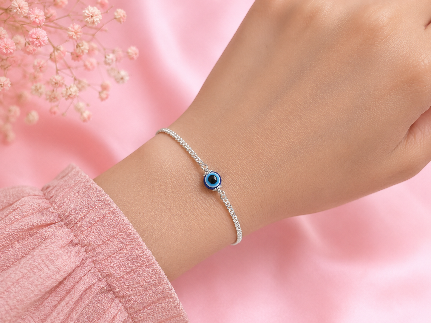 Silver Evil Eye Unisex Bracelet